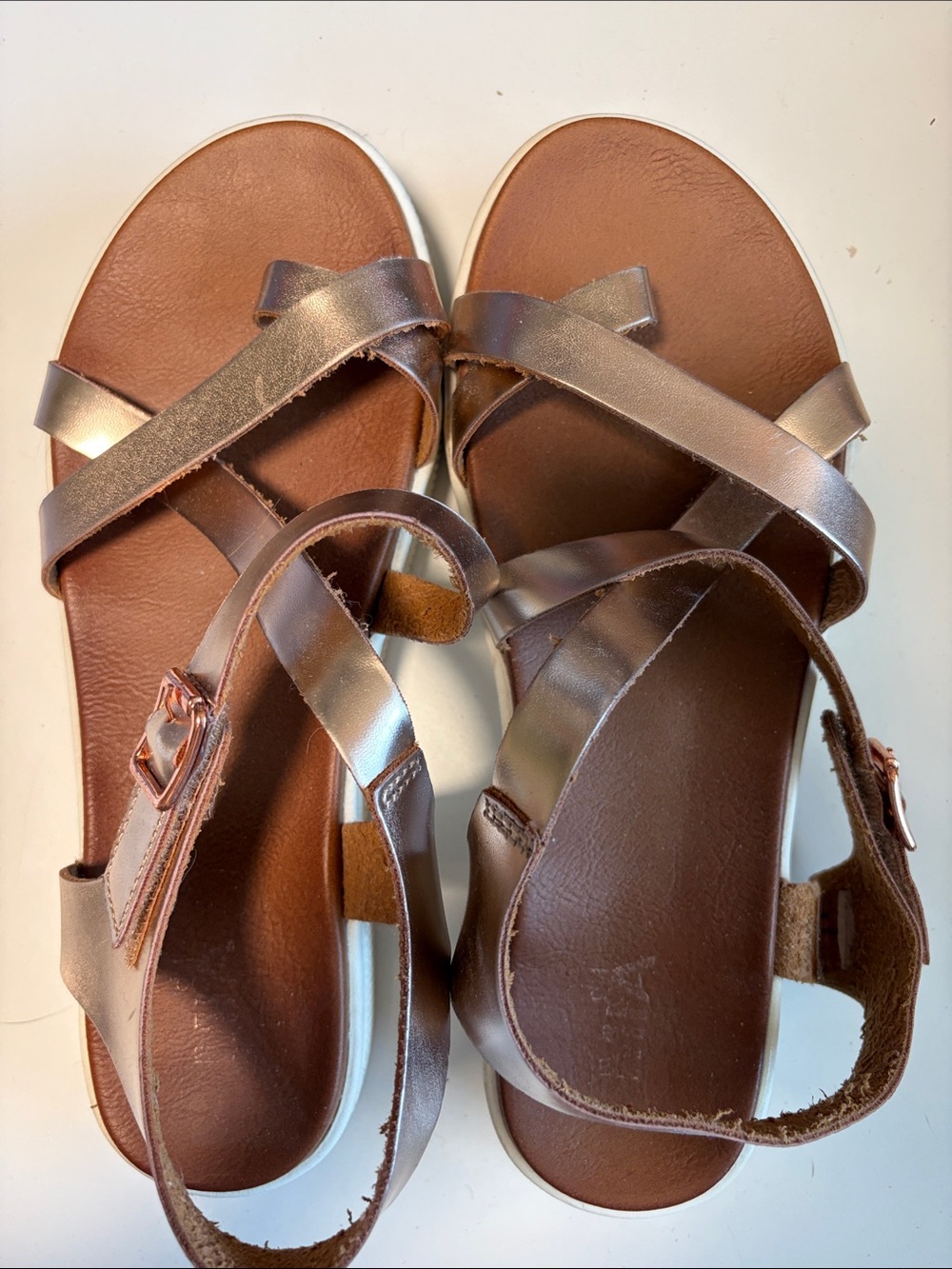MIA Metallic Bronze Cross-Strap Women's Sandals